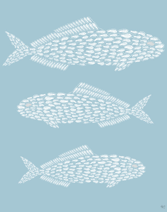 Little Fishes, Fish Trio, Nautical print, Coastal art