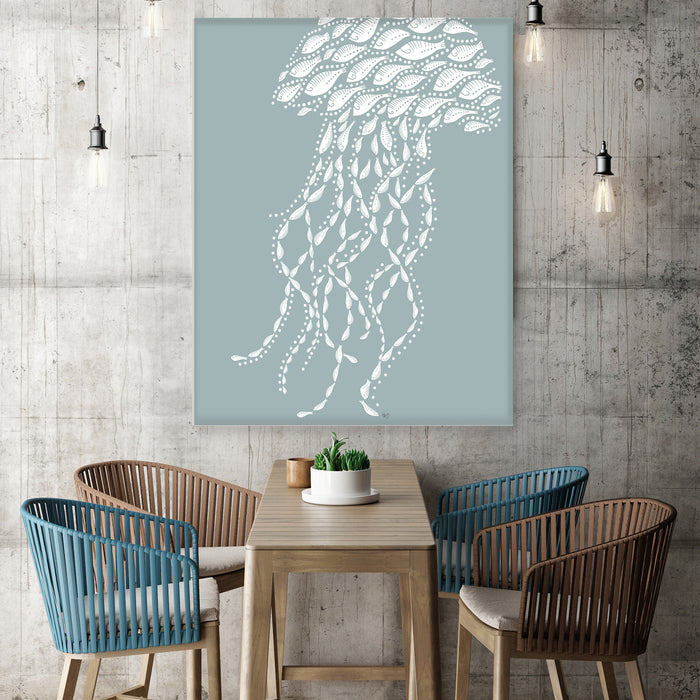 Little Fishes, Jellyfish, Nautical print, Coastal art