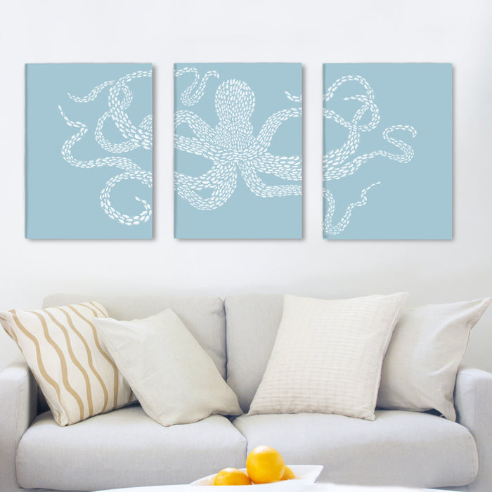 Collection - 3 prints, Little Fishes, Octopus Water Sprite Triptych, Nautical print, Coastal art