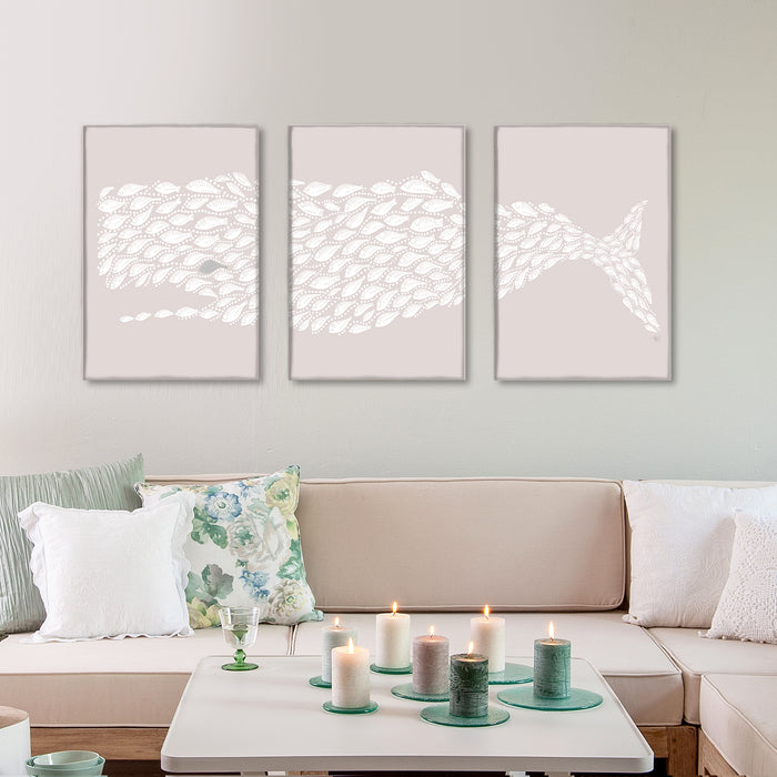 Collection - 3 prints, Little Fishes, Whale Triptych, Nautical print, Coastal art