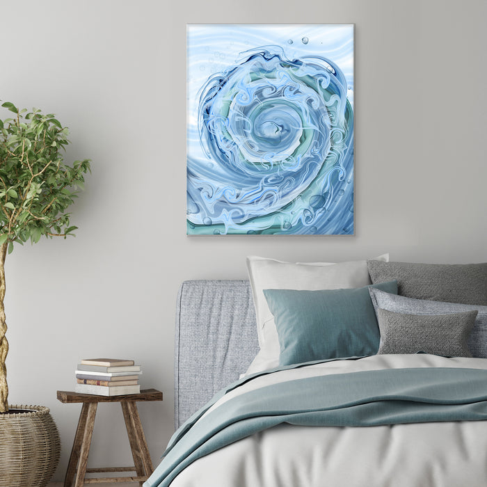 Sea Swell Wave Abstract Blue Ocean Coastal Print Canvas Art