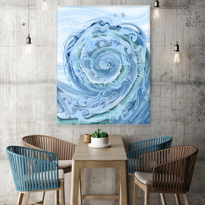 Sea Swell Wave Abstract Blue Ocean Coastal Print Canvas Art