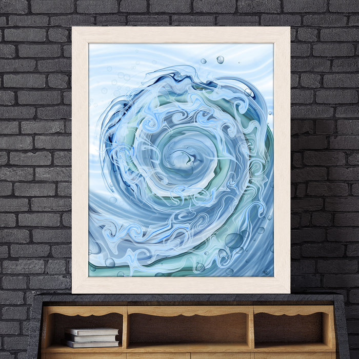 Sea Swell Wave Abstract Blue Ocean Coastal Print Canvas Art