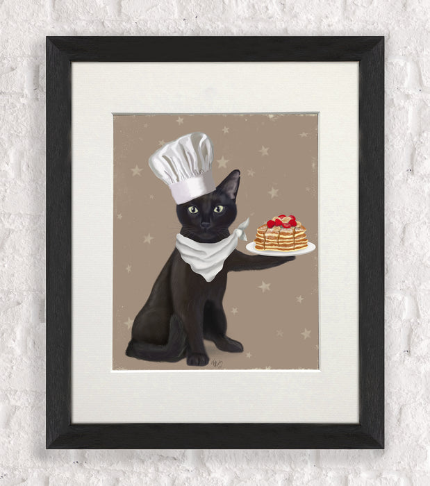 Black Cat Pancakes, Art Print, Wall Art