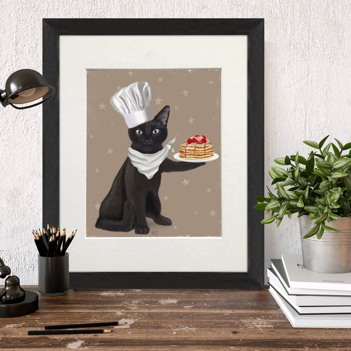 Black Cat Pancakes, Art Print, Wall Art