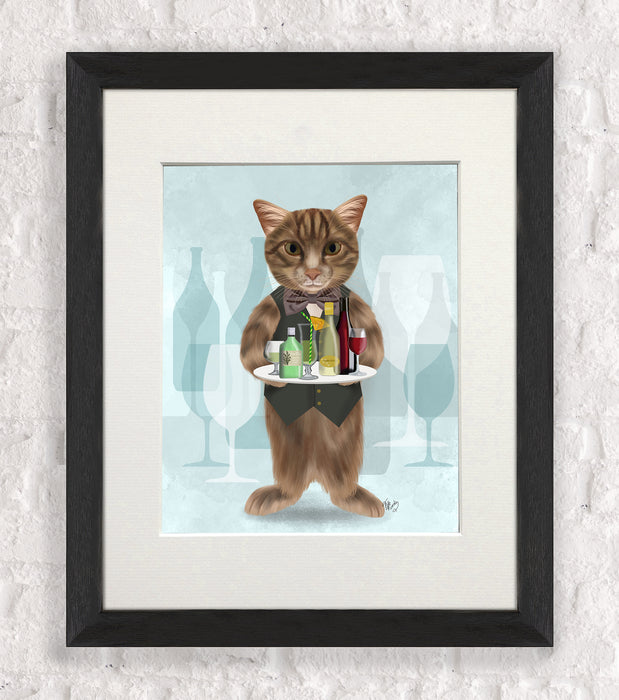 Tabby Cat Cocktails, Art Print, Wall Art