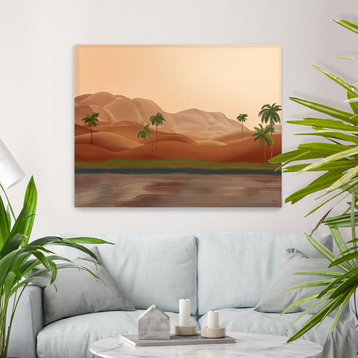 Palm Oasis Landscape Art Print, Wall Art