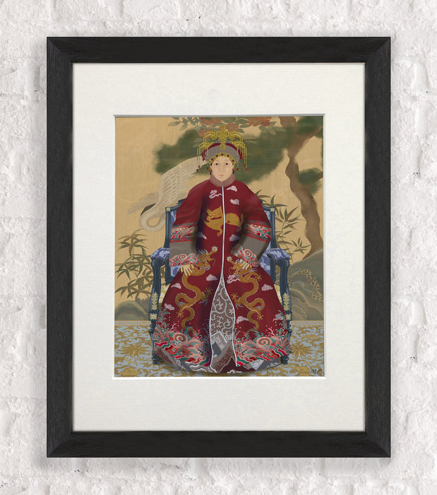 Empress 2 Red in Garden, Art Print, Wall Art