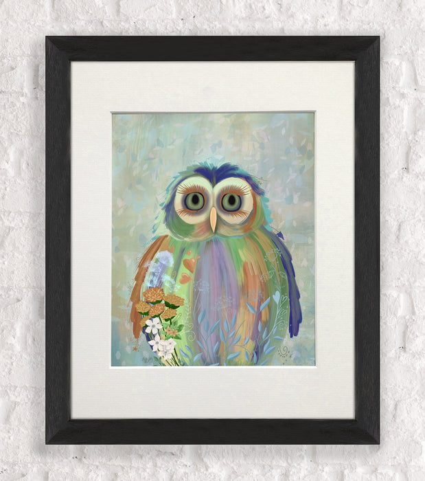 Fantastic Florals Owl, Art Print, Canvas, Wall Art