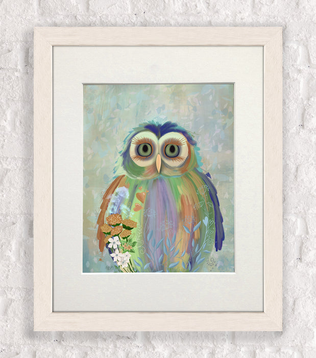 Fantastic Florals Owl, Art Print, Canvas, Wall Art
