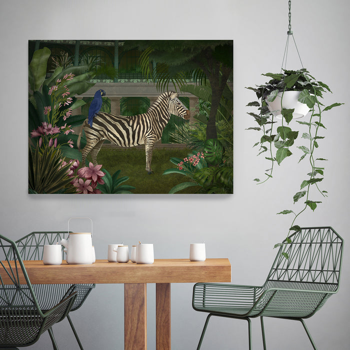 Zebra In Conservatory, Art Print, Canvas, Wall Art