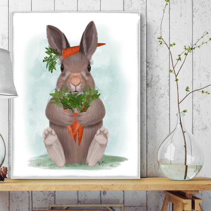 Rabbit Carrot Hug, Art Print, Canvas, Wall Art