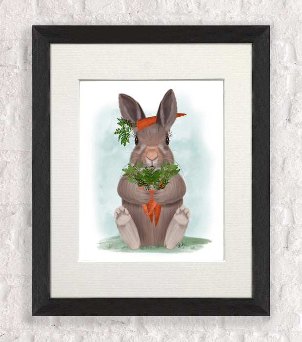 Rabbit Carrot Hug, Art Print, Canvas, Wall Art