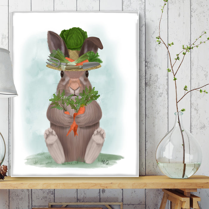 Rabbit Carrot Hat, Art Print, Canvas, Wall Art
