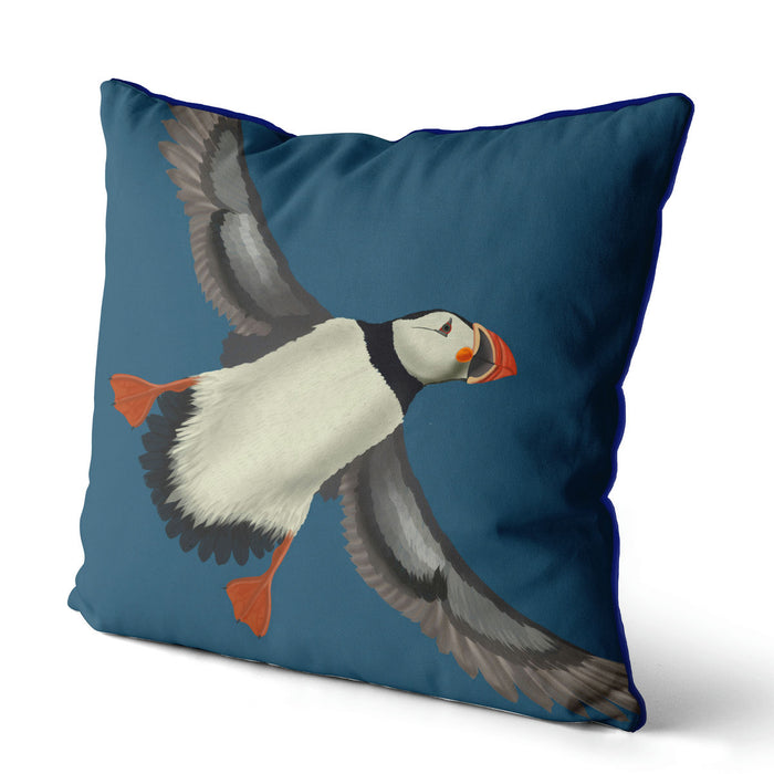 Puffin In Flight, Bird Cushion / Throw Pillow