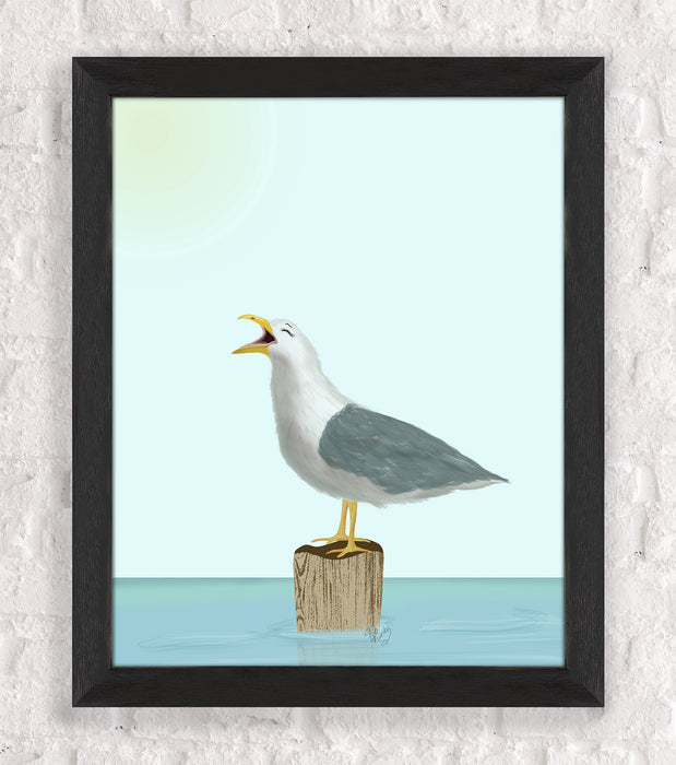 Seagull Laughing Art Print, Coastal Wall Art