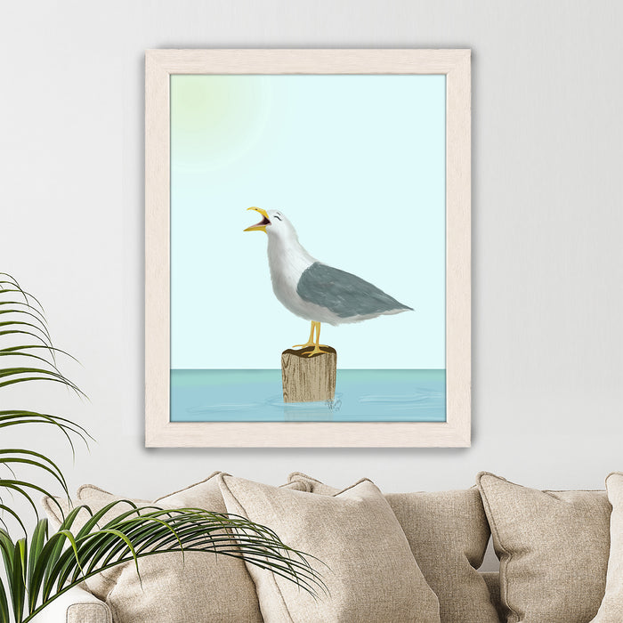 Seagull Laughing Art Print, Coastal Wall Art