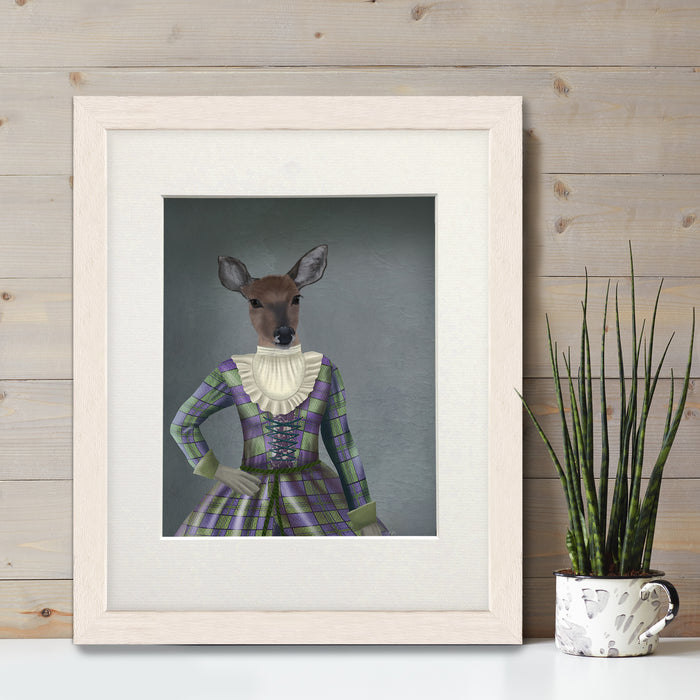 Scottish Deer Lady Elspeth, Portrait, Art Print, Canvas, Wall Art