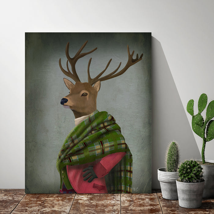 Scottish Deer Sir Shuggy Campbell, Portrait, Art Print, Canvas, Wall Art