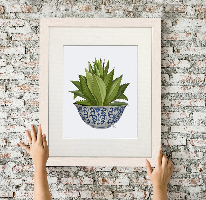 Chinoiserie Bowl with Succulent 1,  Art Print, Canvas art