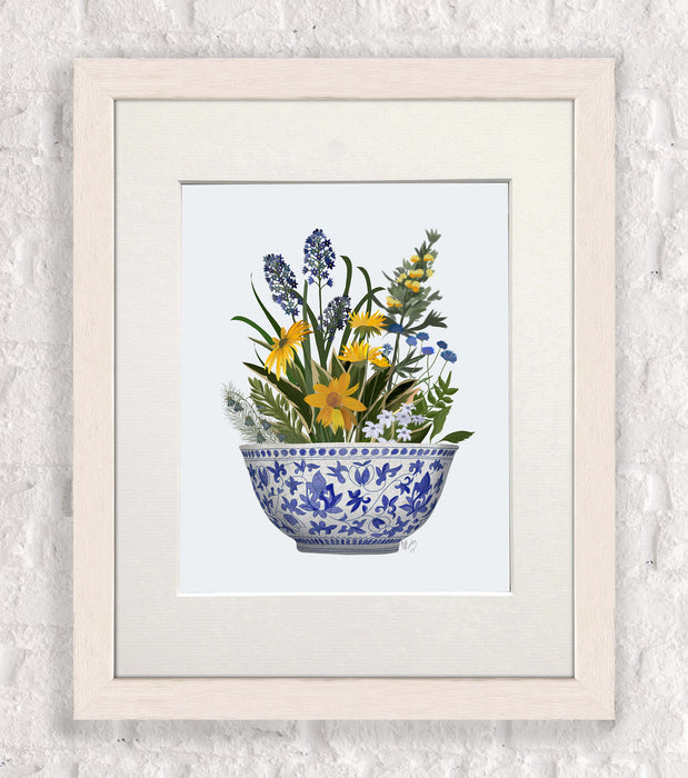 Chinoiserie Bowl with Wild Flowers 1, Art Print, Canvas art
