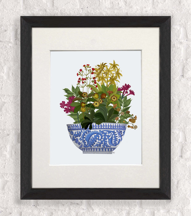 Chinoiserie Bowl with Wild Flowers 2, Art Print, Canvas art