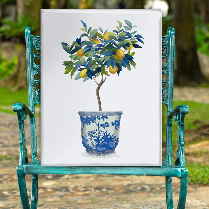 Lemon Tree in Chinoiserie Planter 1, Art Print, Canvas art