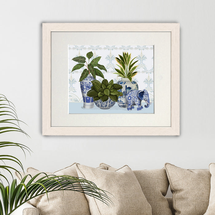 Chinoiserie Group With Elephant, Art Print, Canvas art