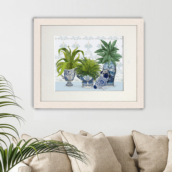 Chinoiserie Group With Pug, Art Print, Canvas art