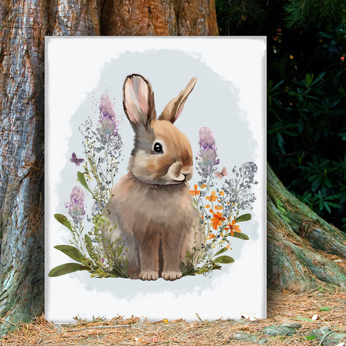 Floralessence Rabbit in Lupins, Woodland Animal Art Print, Wall Art