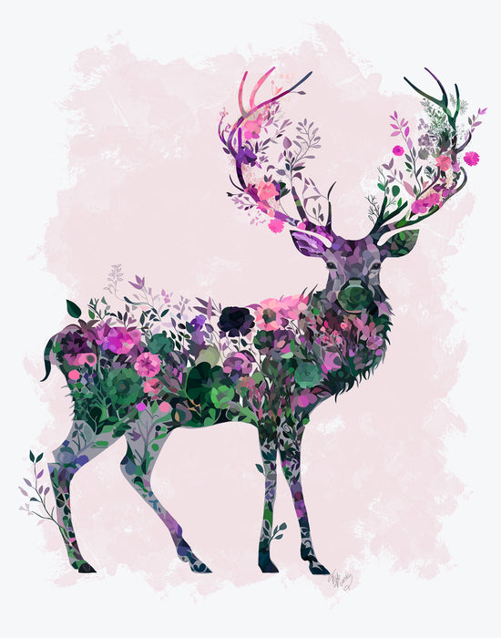 Floralessence Deer 1, Woodland Animal Art Print, Wall Art