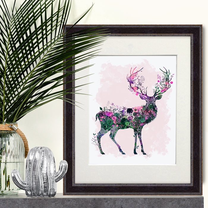 Floralessence Deer 1, Woodland Animal Art Print, Wall Art