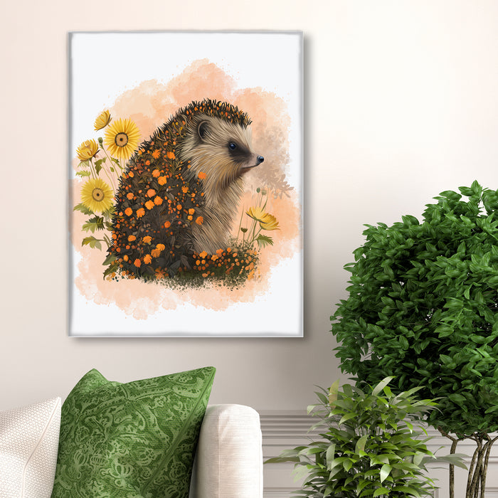 Floralessence Hedgehog 1, Woodland Animal Art Print, Wall Art