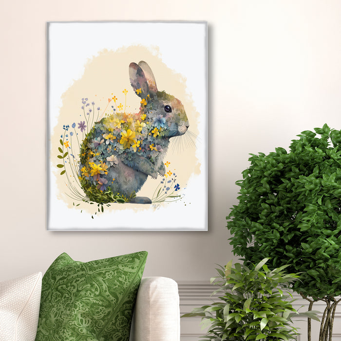 Floralessence Rabbit 1, Woodland Animal Art Print, Wall Art