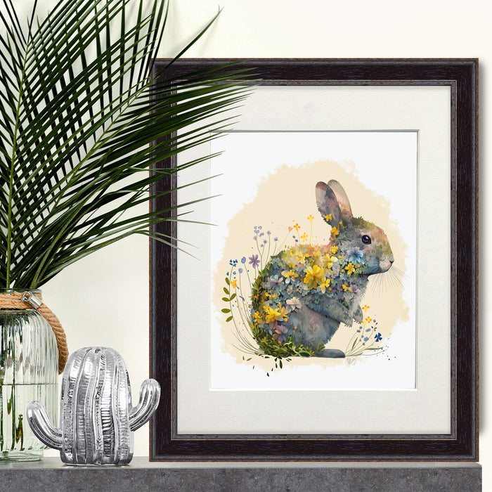 Floralessence Rabbit 1, Woodland Animal Art Print, Wall Art