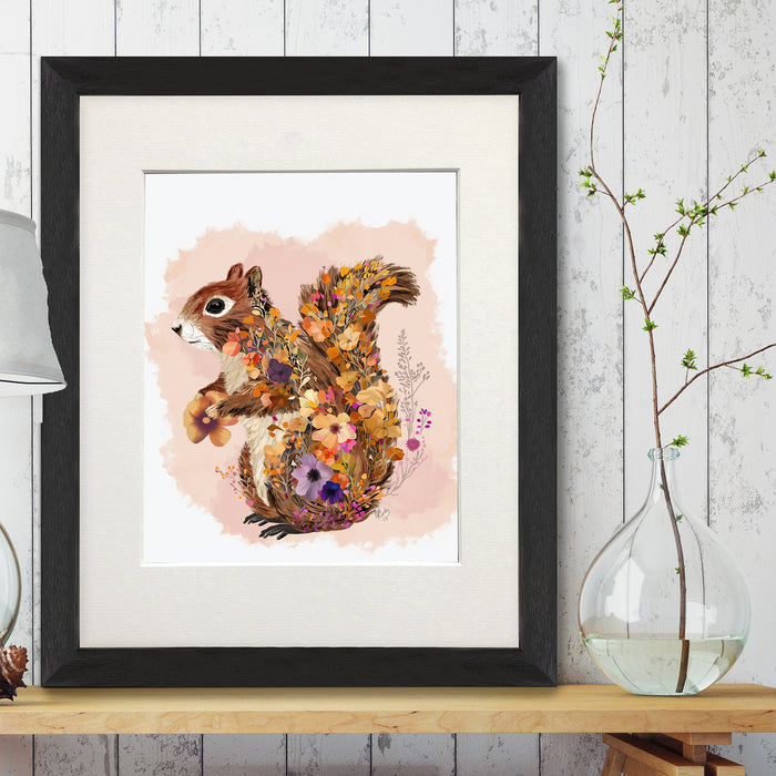 Floralessence Squirrel 1, Woodland Animal Art Print, Wall Art