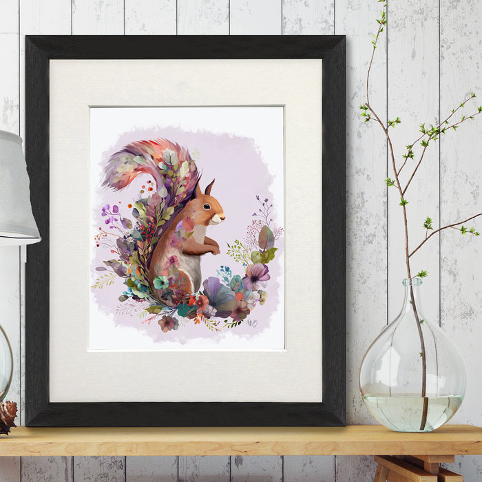 Floralessence Squirrel 2, Woodland Animal Art Print, Wall Art
