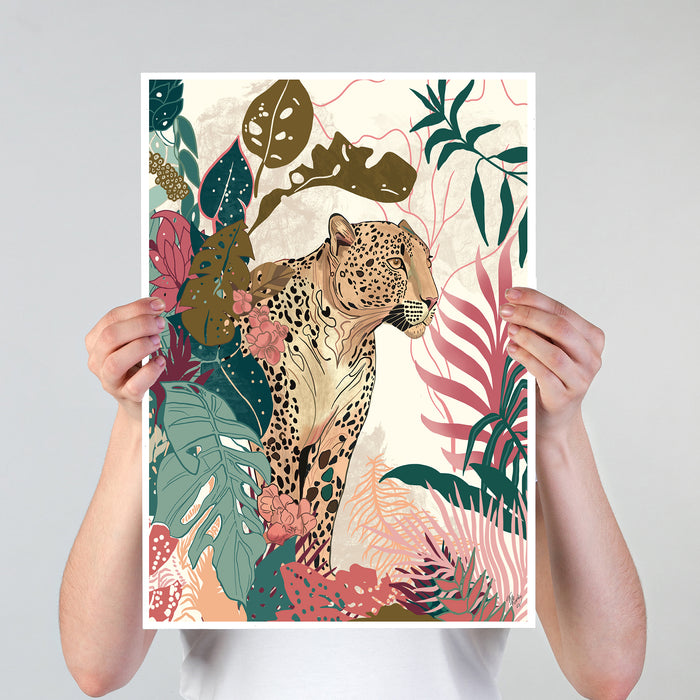 Leopard Bright Tropics, Animal Art Print, Wall Art