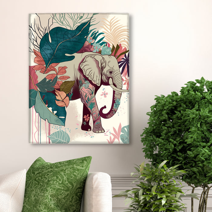 Elephant Bright Tropics, Animal Art Print, Wall Art