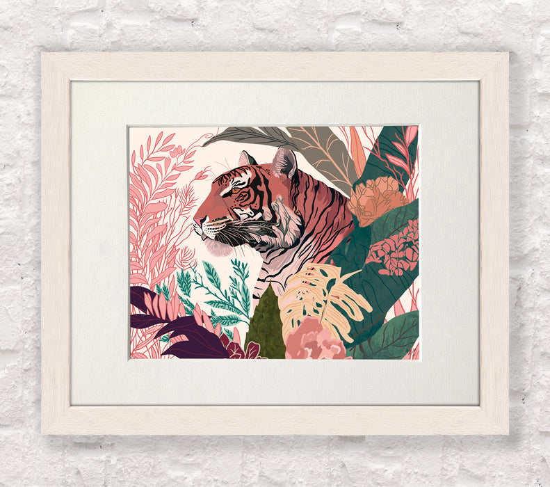 Tiger Bright Tropics, Animal Art Print, Wall Art