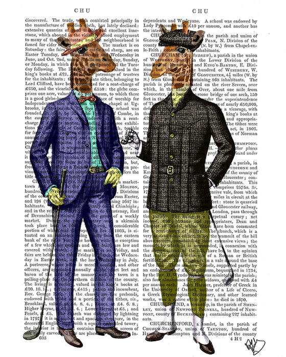 Golfing Giraffes Book Print, Art Print, Wall Art