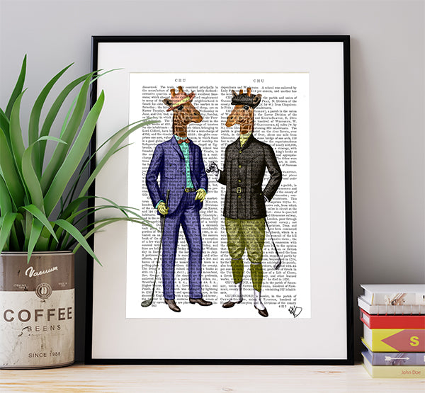 Golfing Giraffes Book Print, Art Print, Wall Art