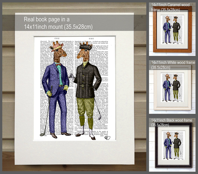 Golfing Giraffes Book Print, Art Print, Wall Art