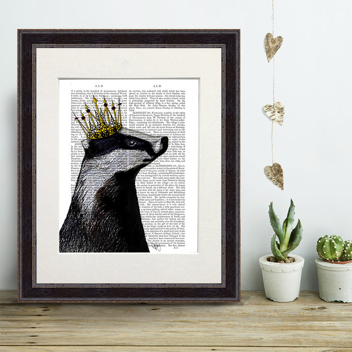 Badger King, Book Print, Art Print, Wall Art