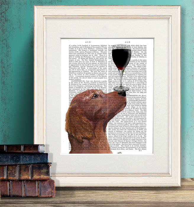 Red Setter, Irish Setter Dog Au Vin Book Print, Art Print, Wall Art