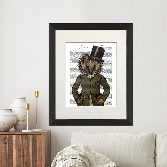 Hedgehog The Rider Portrait Book Print, Art Print, Wall Art