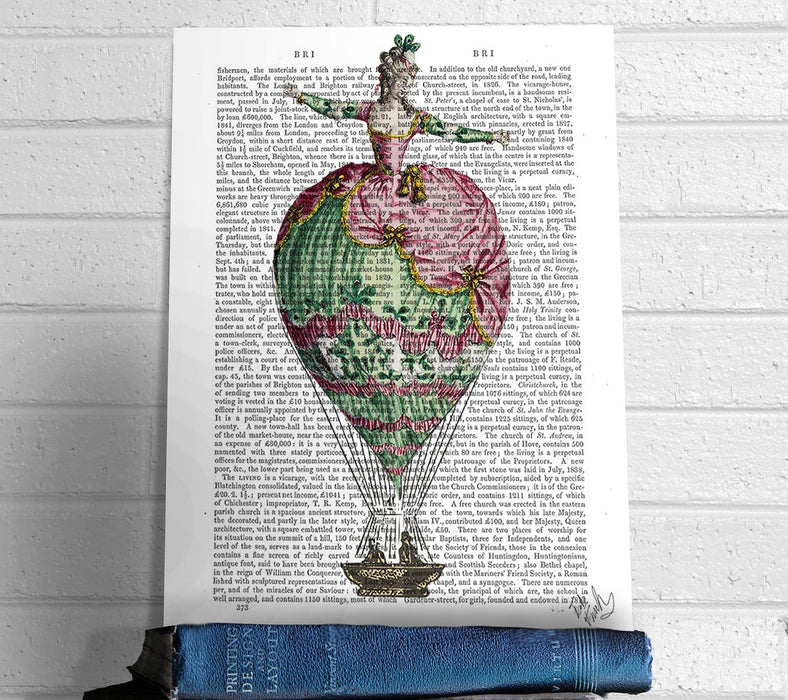 18th century Hot Air Balloon Woman 2, Book Print, Art Print, Wall Art