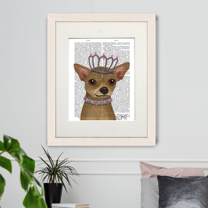 Chihuahua in Tiara Dog Book Print, Art Print, Wall Art