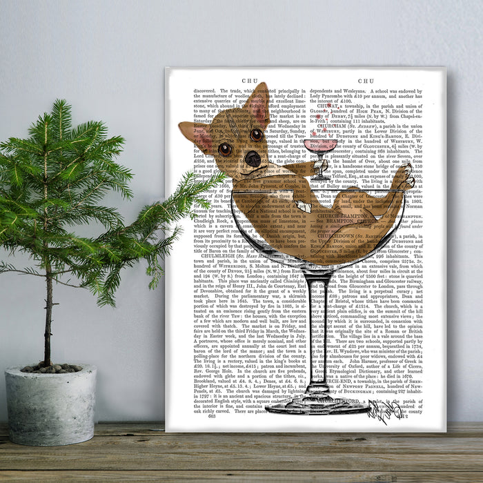 Chihuahua in Cocktail Glass Dog Book Print, Art Print, Wall Art