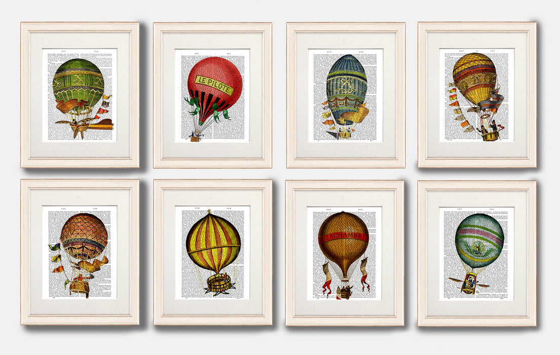 Collection, 8 Prints, Hot Air Balloons, Art Print, Wall Art